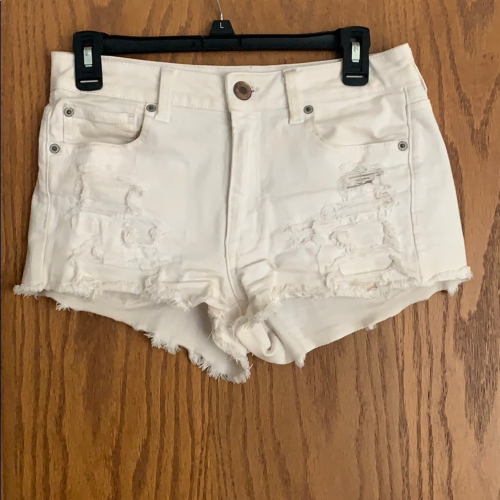 White jean shorts
